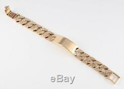 Vintage Men's Gents Solid 9Ct Gold Flat Curb Link Chain Identity Bracelet 88.7g