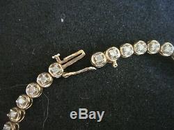 Vintage Natural 1ct Diamond & Solid 9ct Gold Line Bracelet 7 1/4 Ins