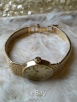 Vintage Omega Oval Bracelet 9ct Gold Ladies Watch Elegant Cocktail Party 50th