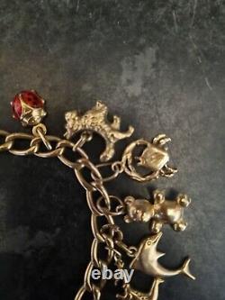 Vintage Solid 9CT Gold Charm Bracelet with 14 CHARMS Hallmarked 18.28grams
