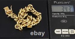 Vintage Solid 9Ct Gold Curb Link Bracelet With Snap Clasp, 34.3g