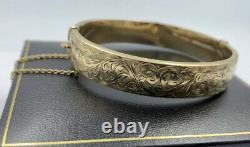 Vintage Solid 9ct Gold Engraved Bangle Full Hallmarks Birmingham