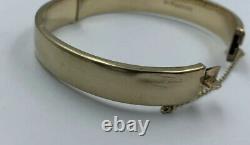 Vintage Solid 9ct Gold Engraved Bangle Full Hallmarks Birmingham