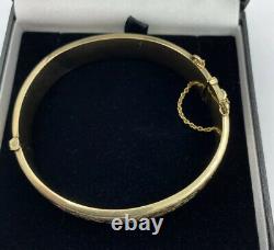 Vintage Solid 9ct Gold Engraved Bangle Full Hallmarks Birmingham