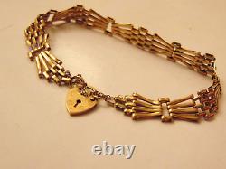 Vintage Solid 9ct Gold Fancy Bar Link Gate Bracelet Hallmarked 7.5 9mm 8.1g