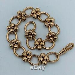 Vintage Solid 9ct Gold Large Oval Hoop and Rollerball Chain Link Bracelet #539