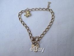 Vintage Solid 9ct Gold Padlock Charm Bracelet