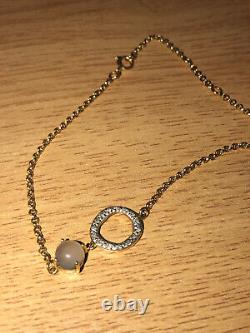 Vintage Tested as 9ct Gold Belcher Link Bracelet with Diamonds & Moonstone