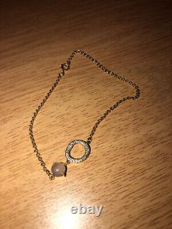 Vintage Tested as 9ct Gold Belcher Link Bracelet with Diamonds & Moonstone