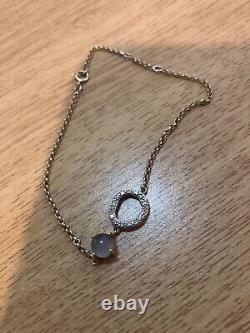 Vintage Tested as 9ct Gold Belcher Link Bracelet with Diamonds & Moonstone