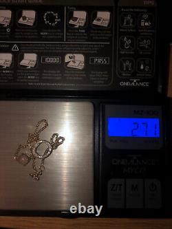 Vintage Tested as 9ct Gold Belcher Link Bracelet with Diamonds & Moonstone