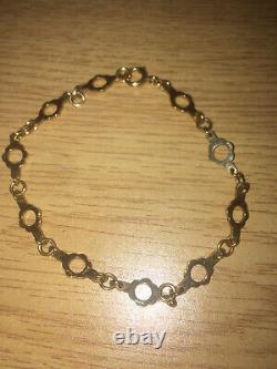 Vintage Unique Fully Hallmarked 9ct Yellow Gold Round Flower Link Bracelet