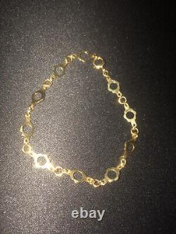 Vintage Unique Fully Hallmarked 9ct Yellow Gold Round Flower Link Bracelet