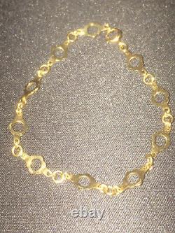 Vintage Unique Fully Hallmarked 9ct Yellow Gold Round Flower Link Bracelet