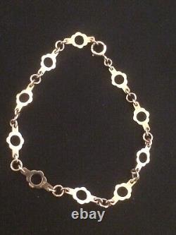 Vintage Unique Fully Hallmarked 9ct Yellow Gold Round Flower Link Bracelet