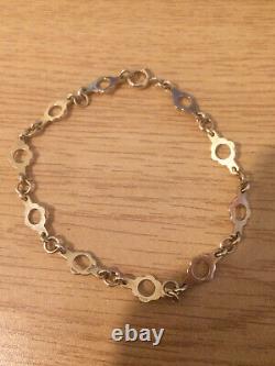 Vintage Unique Fully Hallmarked 9ct Yellow Gold Round Flower Link Bracelet