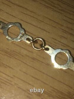 Vintage Unique Fully Hallmarked 9ct Yellow Gold Round Flower Link Bracelet