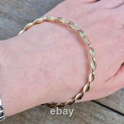 Vintage Unoaerre Italy Hallmarked Solid 9ct 9k Gold Rope Twist Bangle Bracelet