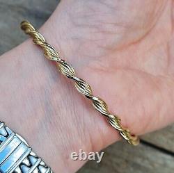 Vintage Unoaerre Italy Hallmarked Solid 9ct 9k Gold Rope Twist Bangle Bracelet