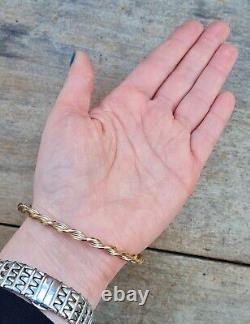 Vintage Unoaerre Italy Hallmarked Solid 9ct 9k Gold Rope Twist Bangle Bracelet