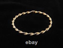 Vintage Unoaerre Italy Hallmarked Solid 9ct 9k Gold Rope Twist Bangle Bracelet