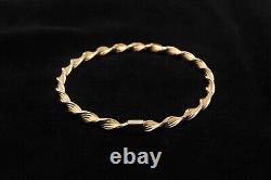 Vintage Unoaerre Italy Hallmarked Solid 9ct 9k Gold Rope Twist Bangle Bracelet