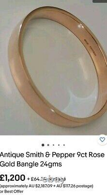 Vintage Victorian 100% 9ct Rose Gold Wide Plain Bangle 35 Grams Repair or Scrap