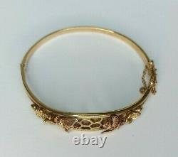 Vintage Welsh Clogau 9ct Yellow and Rose gold Bee and Honeycomb bangle in box