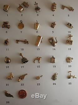 Vintage and Antique Interesting 9ct Gold Charms For Bracelets or Pendants