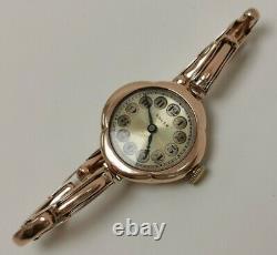 Vtg 1923 Rolex 9ct Solid Rose Gold 15 Jewels 28mm Ladies Wrist Watch 9k Bracelet