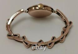 Vtg 1923 Rolex 9ct Solid Rose Gold 15 Jewels 28mm Ladies Wrist Watch 9k Bracelet