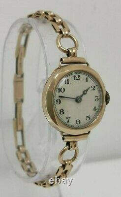 Vtg 1937 Rolex Cal 59 Solid 9ct Gold 15 Jewels Ladies Watch on 9k Bracelet 16g