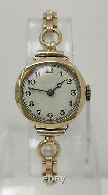 Vtg 1937 Rolex Cal 59 Solid 9ct Gold 15 Jewels Ladies Watch on 9k Bracelet 16g