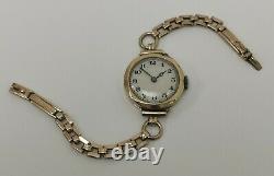 Vtg 1937 Rolex Cal 59 Solid 9ct Gold 15 Jewels Ladies Watch on 9k Bracelet 16g