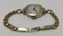 Vtg 1937 Rolex Cal 59 Solid 9ct Gold 15 Jewels Ladies Watch on 9k Bracelet 16g