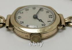 Vtg 1937 Rolex Cal 59 Solid 9ct Gold 15 Jewels Ladies Watch on 9k Bracelet 16g