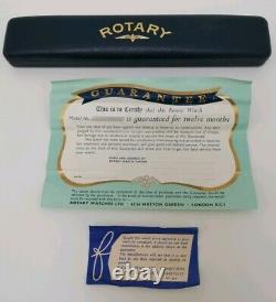 Vtg 1968 Rotary Ladies Solid 9ct Gold Watch on 9K Bracelet Original Box Paper 9g