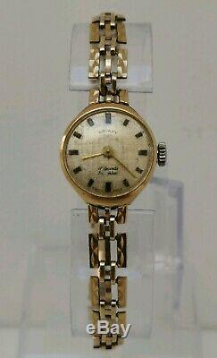 Vtg 1968 Rotary Ladies Solid 9ct Gold Watch on 9K Bracelet Original Box & Papers