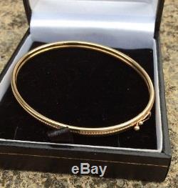 Women's 9ct Solid Hallmarked GOLD Hinged Bangle Bracelet 4.4g Beaded Excellent