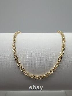 Women's 9ct Yellow Gold 2.3mm Singapore Style 7.5 Inch Ladies Bracelet Boxed