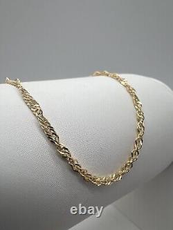 Women's 9ct Yellow Gold 2.3mm Singapore Style 7.5 Inch Ladies Bracelet Boxed