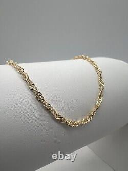 Women's 9ct Yellow Gold 2.4mm Singapore Style 7.5 Inch Ladies Bracelet Boxed
