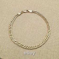 Women's 9ct Yellow Gold 4mm Double Curb Bracelet, 7.5 inch