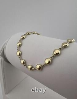 Women's 9ct Yellow Gold 5.6mm Ball & Chain Link Bracelet 7.5 Full UK Hallmark
