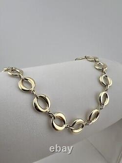 Women's 9ct Yellow Gold 8mm Round Links 7.5 Inch Ladies Bracelet Boxed UK Sale