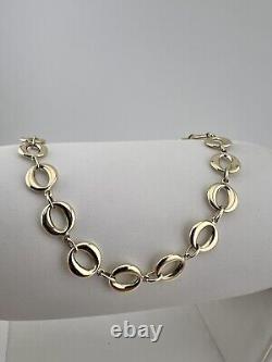 Women's 9ct Yellow Gold 8mm Round Links 7.5 Inch Ladies Bracelet Boxed UK Sale