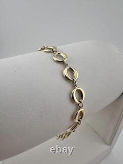 Women's 9ct Yellow Gold 8mm Round Links 7.5 Inch Ladies Bracelet Boxed UK Sale