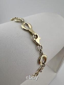 Women's 9ct Yellow Gold 8mm Round Links 7.5 Inch Ladies Bracelet Boxed UK Sale