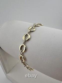Women's 9ct Yellow Gold 8mm Round Links 7.5 Inch Ladies Bracelet Boxed UK Sale