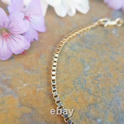 Women's 9ct Yellow Gold Box Chain Bracelet, Ladies' Gold Bracelet 7.5 inches